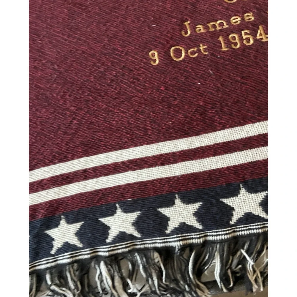US Marine Corps USMC Personalized Military Veteran Woven Throw Blanket 48x68 VTG
